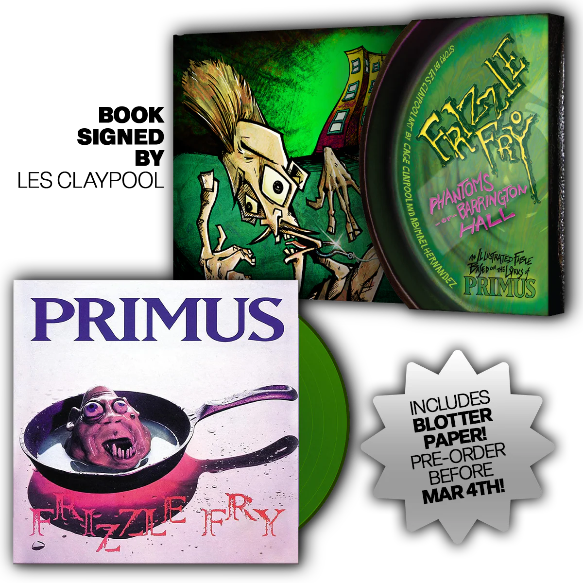 PRIMUS presents Frizzle Fry: The Phantoms of Barrington Hall + Vinyl LP (Book Signed by Les Claypool)